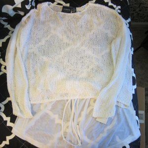 LIZ CLAIBORNE White Pet Medium Boho Loose Open Knit Beach Cabana Shorts Cover-Up